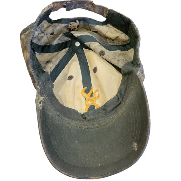 Vintage Browning hat camouflage camo adjustable strap hunting khaki one size - Picture 6 of 9